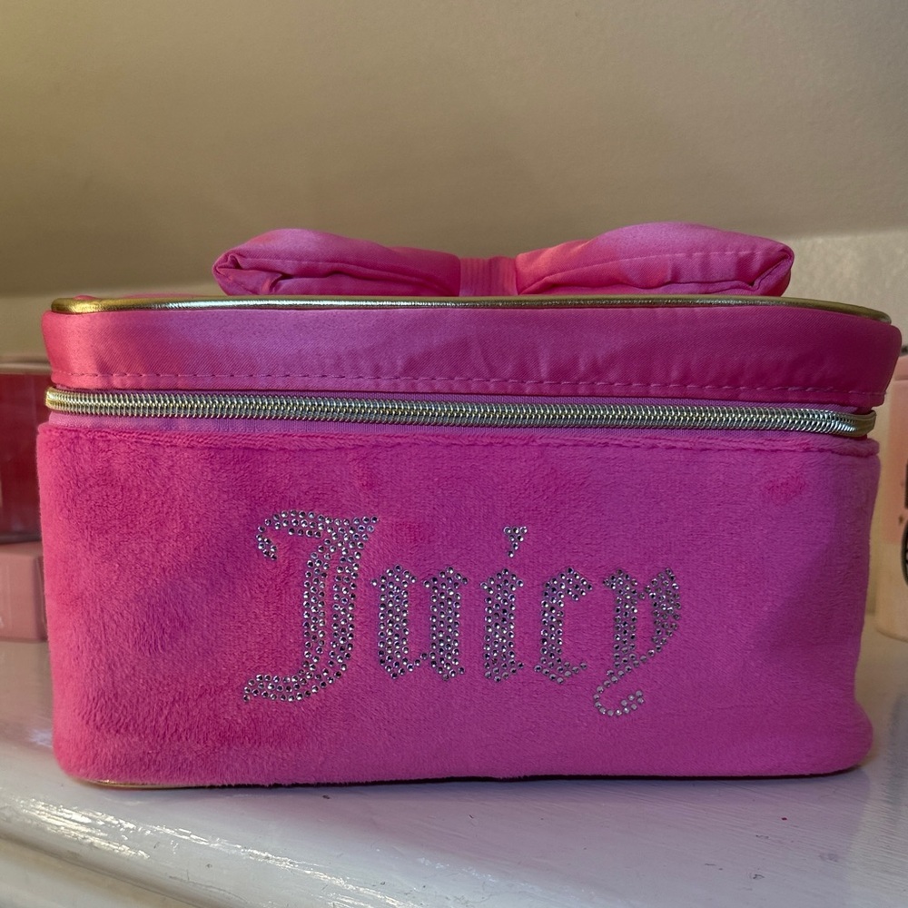 Juicy Couture Fuchsia Cosmetic Case with Rhinestone Detail
